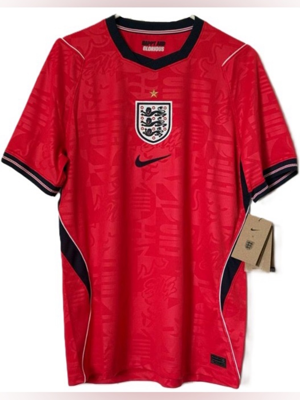 Nike Red England Away Soccer Jersey with Navy Trim World Cup 2026
